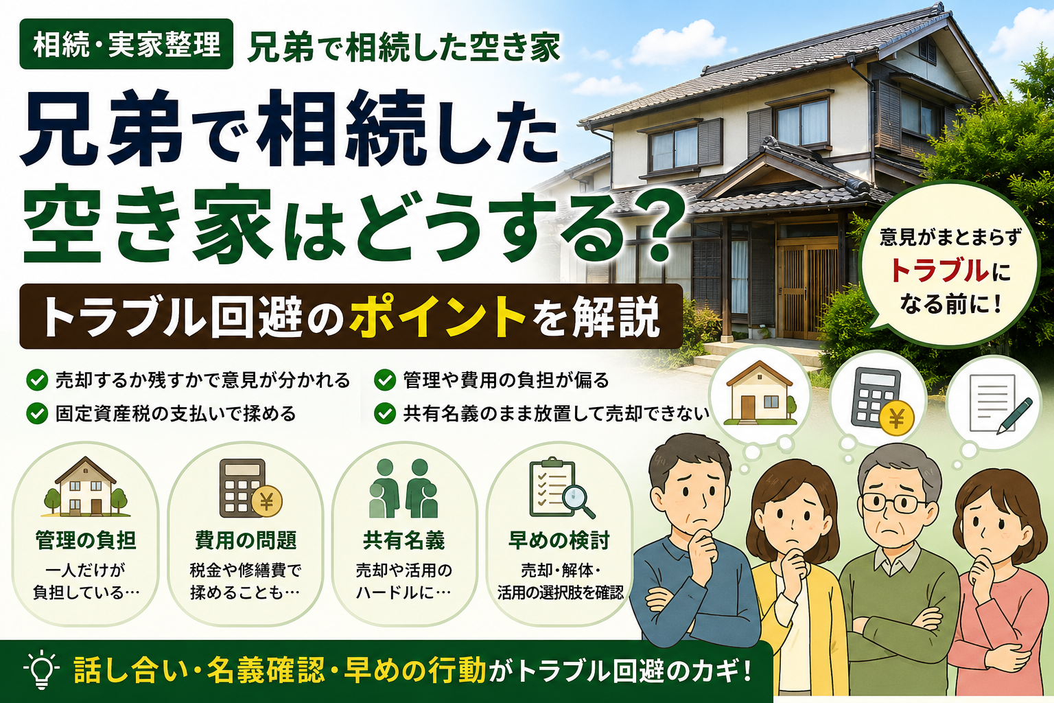 兄弟で相続した空き家はどうする？