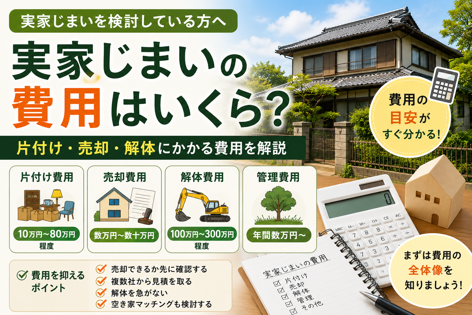 実家じまいの費用はいくら？