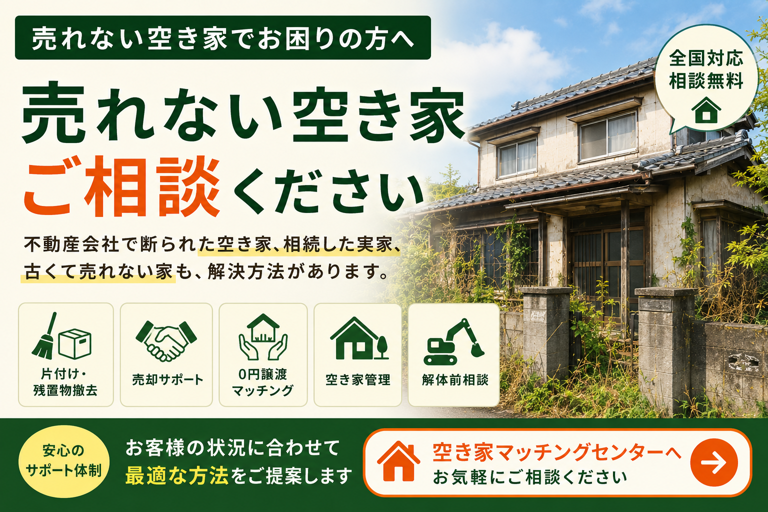 売れない空き家ご相談ください