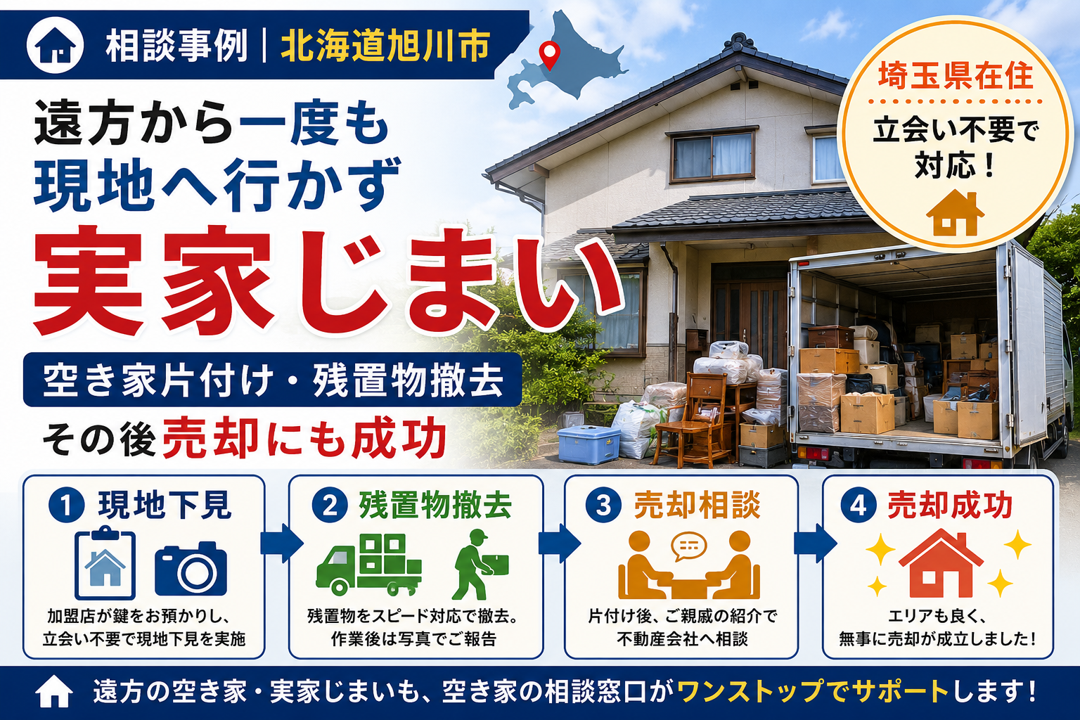 遠方から一度も現地に行かず実家じまい